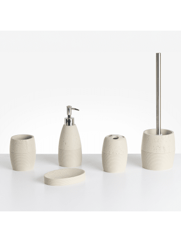 Beliani 5-tlg Badezimmer-Zubehör YARAPA in Beige