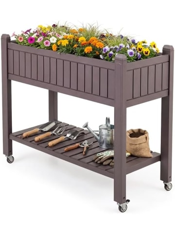 COSTWAY Hochbeet mit Rollen 108 x 44 x 88,5 cm in Braun