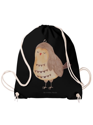 Mr. & Mrs. Panda Drawstring Bag Eule Zufrieden ohne Spruch in Schwarz