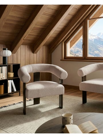 Beliani Sessel ILBRO in Beige/Braun - (W) 77 x (H) 76 x (L) 68 cm