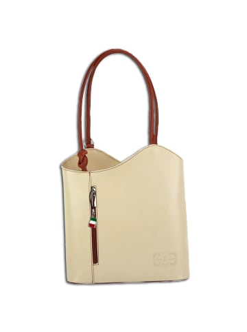 Florence Florence Schultertasche, Rucksack Leder braun, beige ca. 28cm