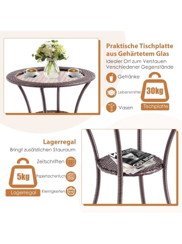 COSTWAY Gartentisch 64x64x72cm in Braun