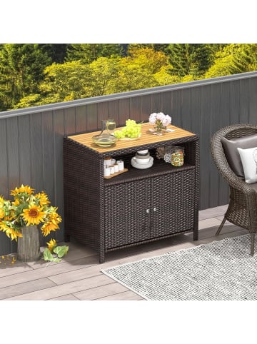 COSTWAY Gartenschrank Rattan 90x53x86cm in Braun