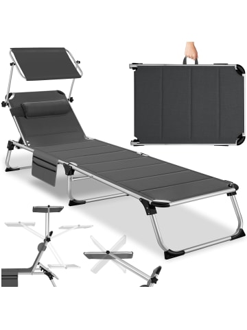 tectake Relaxliege mit Dach, gepolstert, klappbar