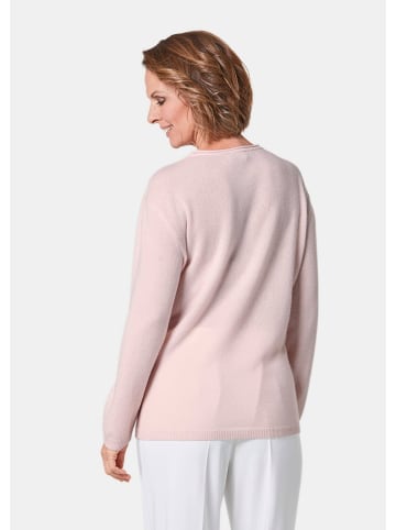 GOLDNER Kurzgröße:  Basicpullover mit V-Ausschnitt in puder