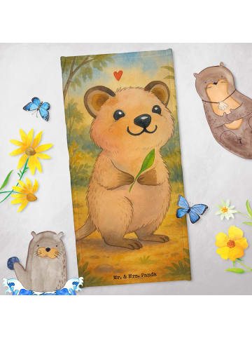 Mr. & Mrs. Panda Strandtuch Quokka Happy Design ohne Spruch in Gelb Pastell