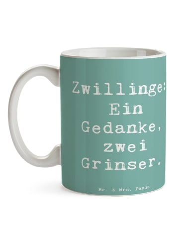 Mr. & Mrs. Panda Tasse Spruch Zwillingsgeschwister Grinser mit S... in Meeresbrise