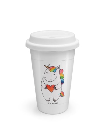 Mr. & Mrs. Panda Mehrwegbecher Einhorn Herz ohne Spruch in Weiß