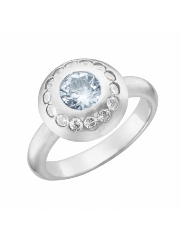 Giorgio Martello Milano Ring Mit Zirkonia + Synth. Hellblauem Spinell in Hellblau