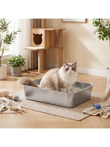 Feandrea Katzentoilette Boxal in Silbern - (B)50 x (H)15 x (T)35 cm