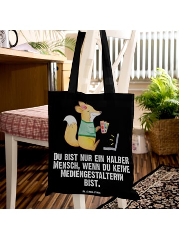 Mr. & Mrs. Panda Stofftragetasche Mediengestalterin Herz mit Spruch in Schwarz