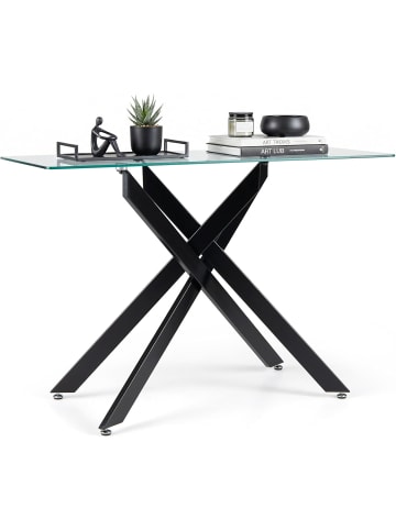 COSTWAY Konsolentisch aus gehärtetem Glas 115 x 45 x 78 cm in Schwarz