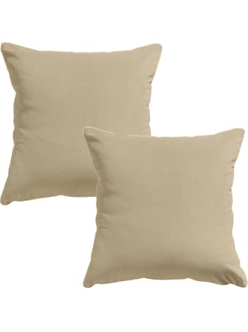 Erwin Müller Nicky-Velours, Samt Kissen 2er-Pack, gefüllt Manchester in sand