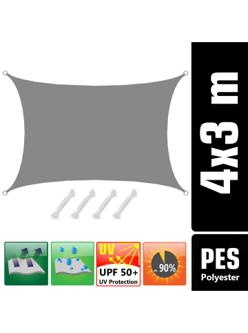 AMANKA Sonnensegel Desert Dunes 300 x 400 cm in grau