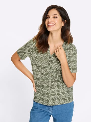 Sieh an! Kurzarmshirt in khaki-ecru-bedruckt