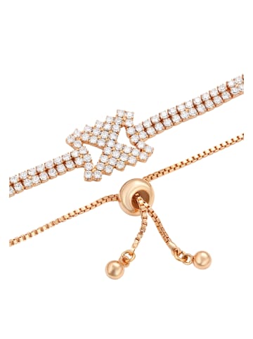 faina Women Box Chain Bracelet With Rhinestones in Rose Gold