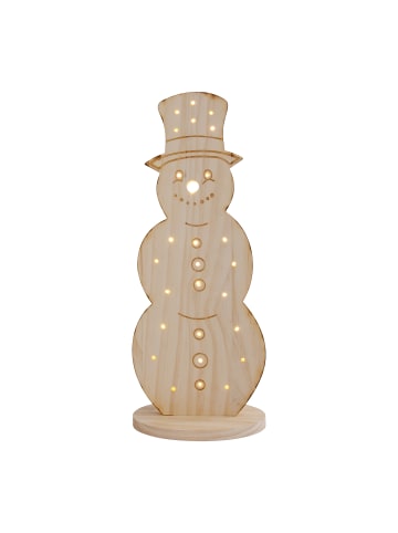 näve LED-Holz-Dekoleuchte "SNOWY" in braun - (L)20cm x (B)13cm x (H)50cm