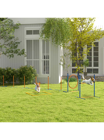 Pawhut Hunde Agility Set Orange+Blau Kunststoff+ Oxfordstoff