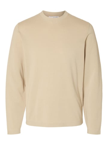 SELECTED HOMME Pullover SLHRAVI LS KNIT STRUCTURE CREW NECK in Beige