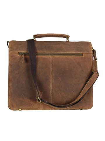 Greenburry Vintage Aktentasche Leder 40 cm Laptopfach in braun