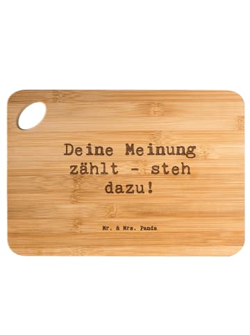 Mr. & Mrs. Panda Holzbrett Spruch Mutig zu Meinungen mit Spruch in Braun
