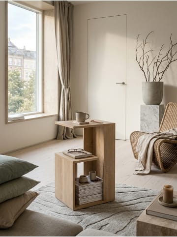 KADIMA DESIGN Wohnzimmertisch Kompakt | 3-Etagen, Storage, Melamin in Beige
