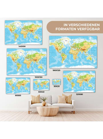 MuchoWow Leinwand Bilder Detailreiche Weltkarte