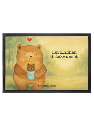 Mr. & Mrs. Panda fußmatte Bär Baby Design mit Spruch in Weiß