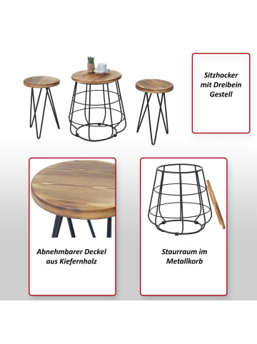 MCW 2er-Set Sitzhocker mit Tisch A80 mit Stauraum Industriedesign