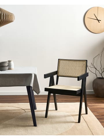Beliani Esszimmerstuhl WESTBROOK in Naturfarben/Schwarz - (W) 55 x (H) 85 x (L) 58 cm