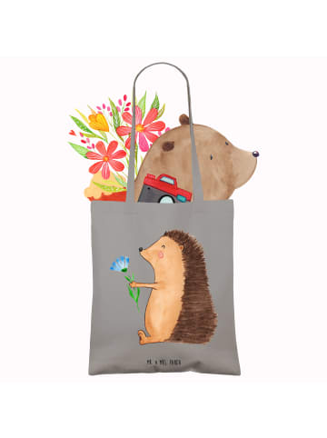 Mr. & Mrs. Panda Einkaufstasche Igel Blumen ohne Spruch in Light Grey