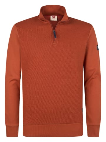 Petrol Industries Baumwollpullover mit kurzem Reißverschluss forgecrest in Orange