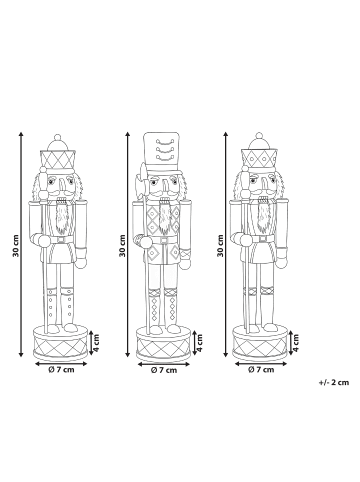 Beliani 3er-Set Dekofigur RICKLEAN in Weiß/Gold/Rot