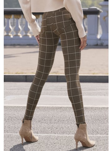 LASCANA Leggings in beige braun kariert