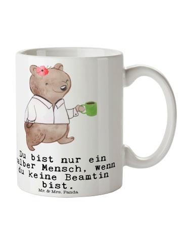 Mr. & Mrs. Panda Tasse Beamtin Herz mit Spruch in Weiß