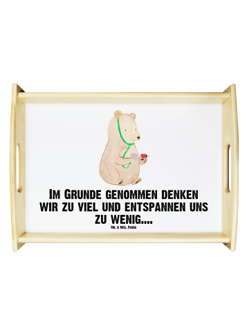 Mr. & Mrs. Panda Serviertablett aus Holz Bär Arzt mit Spruch in Weiß