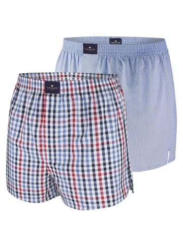 Tom Tailor Webboxershorts 2er Pack in Blau / Hellblau / Kariert