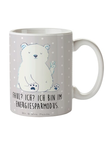 Mr. & Mrs. Panda Trinkbecher Eisbär Faul mit Spruch in Grau Pastell