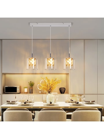 ZMH Pendelleuchte 3-flammige G9 in silber Kristall L40cm x H140cm