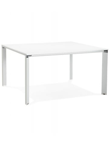 KADIMA DESIGN Quadratischer Besprechungstisch aus Holz und Metall | 160x160x74,5 cm in Weiß