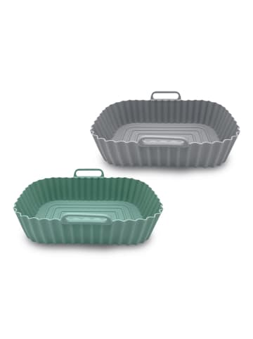 Gourmet Maxx Silikon-Backform rechteckig 2er-Set 20x14x5cm mint/grau Bunt