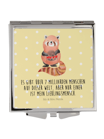 Mr. & Mrs. Panda Schminkspiegel Roter Panda mit Spruch in Gelb Pastell