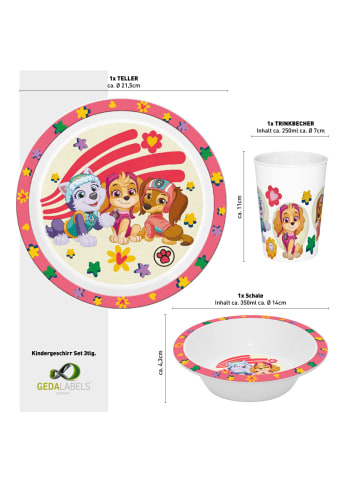 Geda Labels Kindergeschirr Paw Patrol Girls in Rosa - 21,5x21,5x8,5