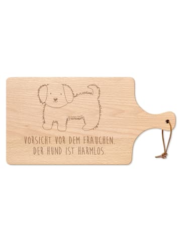 Mr. & Mrs. Panda Frühstücksbrett Hund Flauschig mit Spruch in Transparent