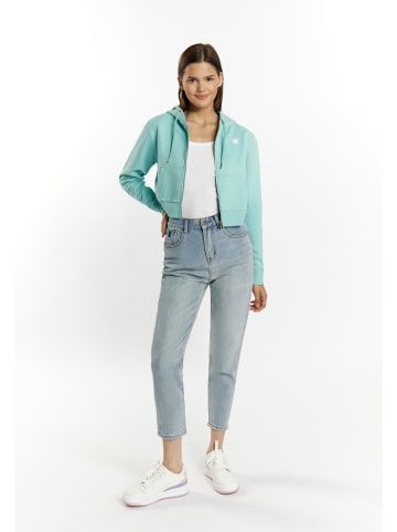 myMo Damen Zip Hoodie Cropped in Aqua
