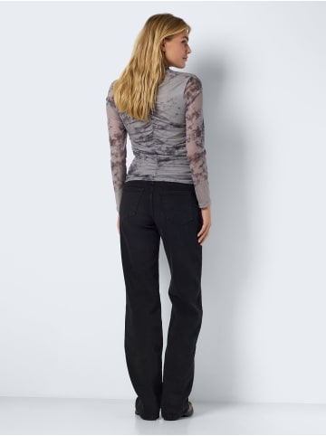 Noisy may Top Langarm Stretch Allover-Print Rundhals in Grau