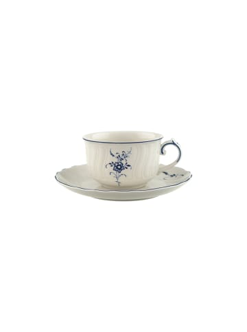 Villeroy & Boch Teetasse mit Untertasse Vieux Luxembourg 150 ml in weiß-blau