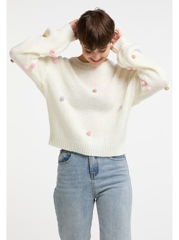 myMo Damen Strickpullover in Wollweiss