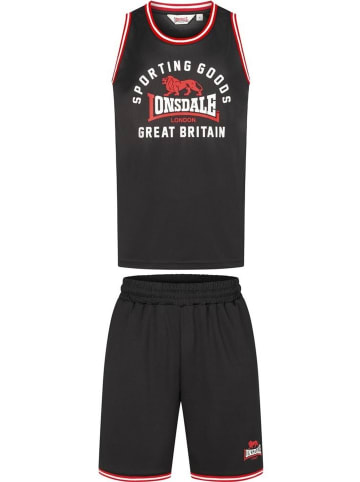 Lonsdale Trainingsanzug "Pewsey Singlet & Shorts Set Normale Passform" in Schwarz