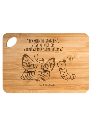 Mr. & Mrs. Panda Brettchen Raupe Schmetterling mit Spruch in Braun